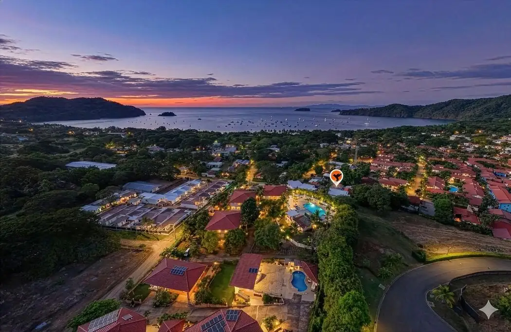 Aerial view of Playas del Coco bay at dusk, near Tucanes #5